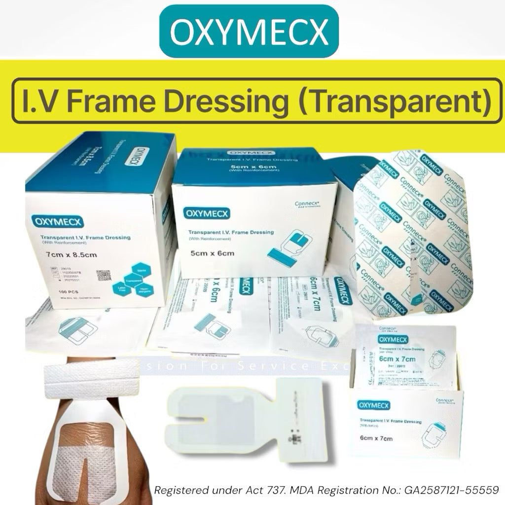 Oxymecx Transparent I.V. Frame Film Dressing With Reinforcement Notch IV Dressing (1 BOX)