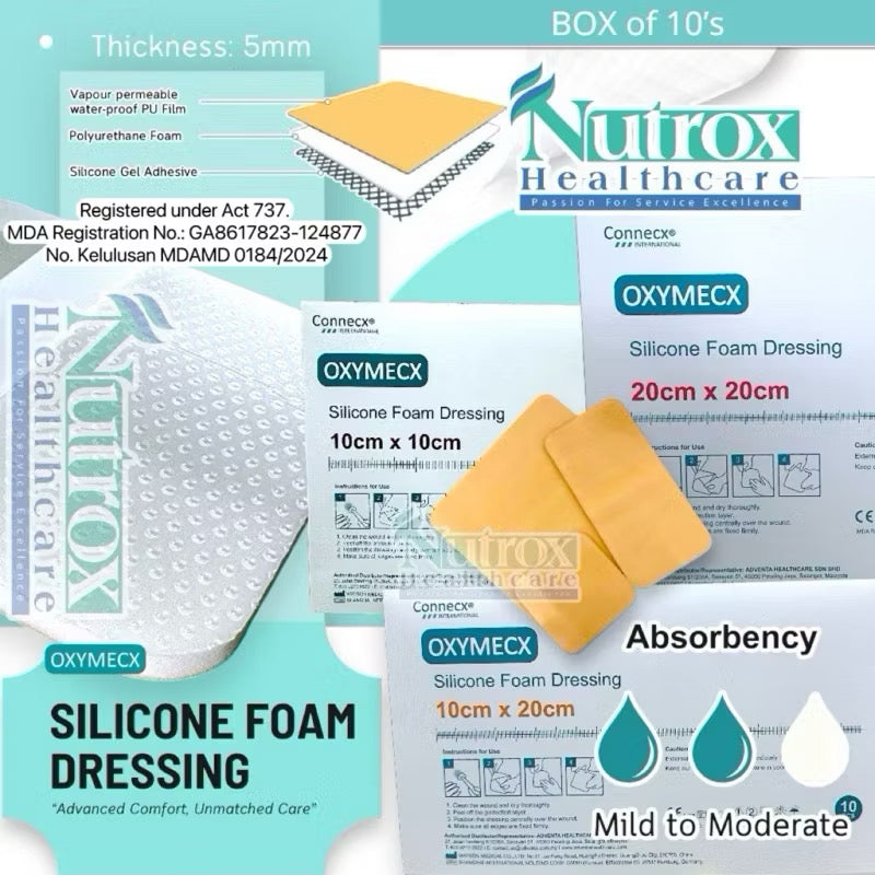 Silicone Foam Dressing with multiple sizes (1 BOX) with Adhesive