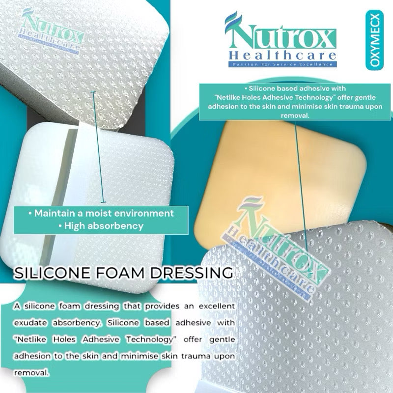 Silicone Foam Dressing with multiple sizes (1 BOX) with Adhesive