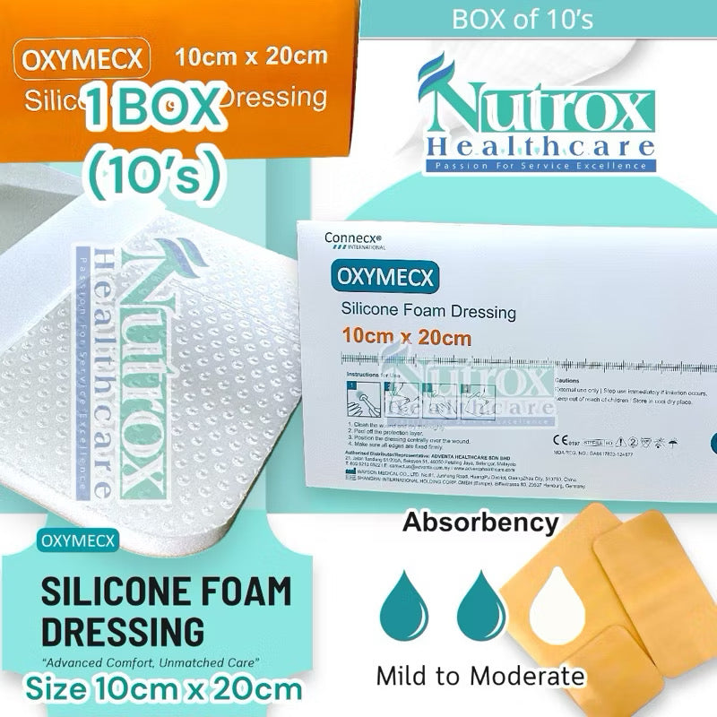 Silicone Foam Dressing with multiple sizes (1 BOX) with Adhesive