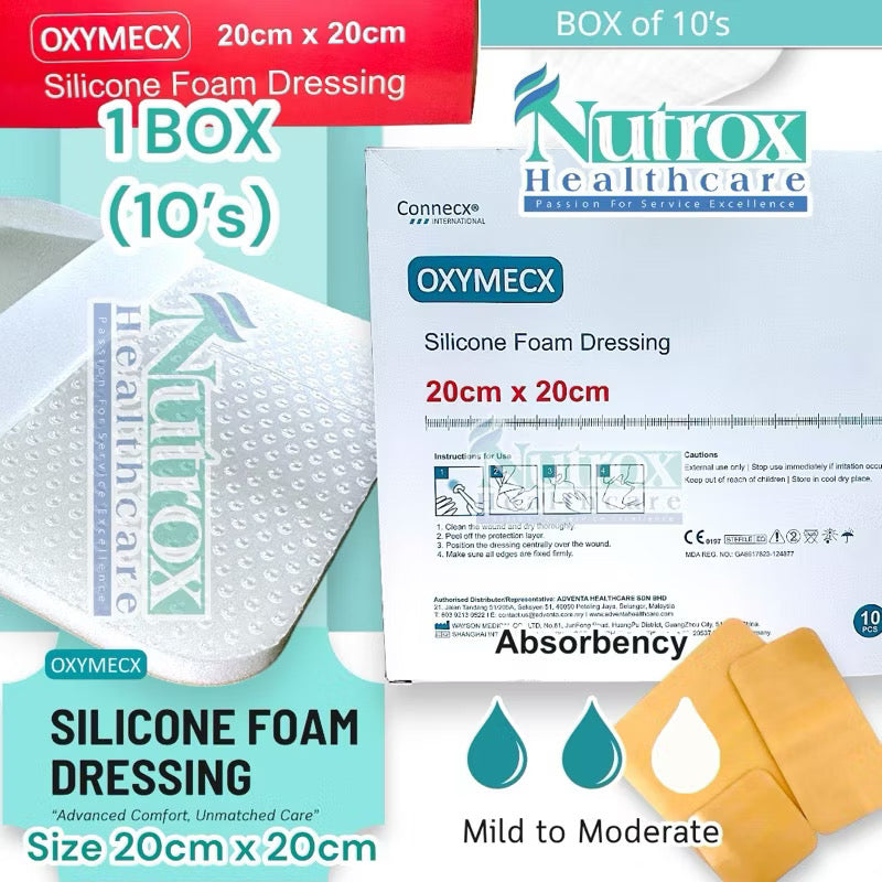 Silicone Foam Dressing with multiple sizes (1 BOX) with Adhesive