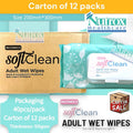 SoftClean Adult Wet Wipes (Carton Sales) 12 packs/carton
40’s per pack Size: 200mm*300mm