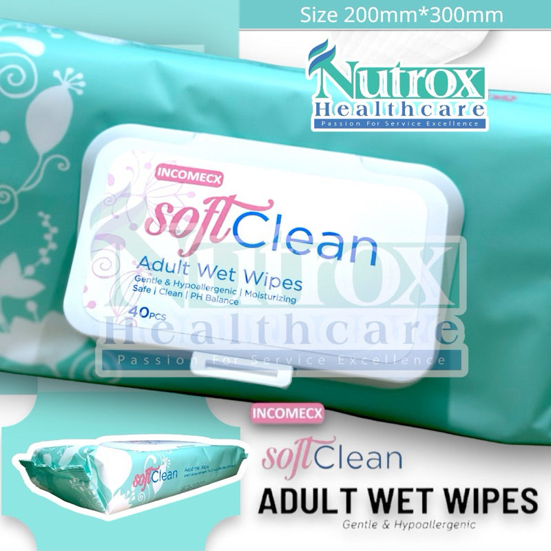 SoftClean Adult Wet Wipes (Carton Sales) 12 packs/carton
40’s per pack Size: 200mm*300mm