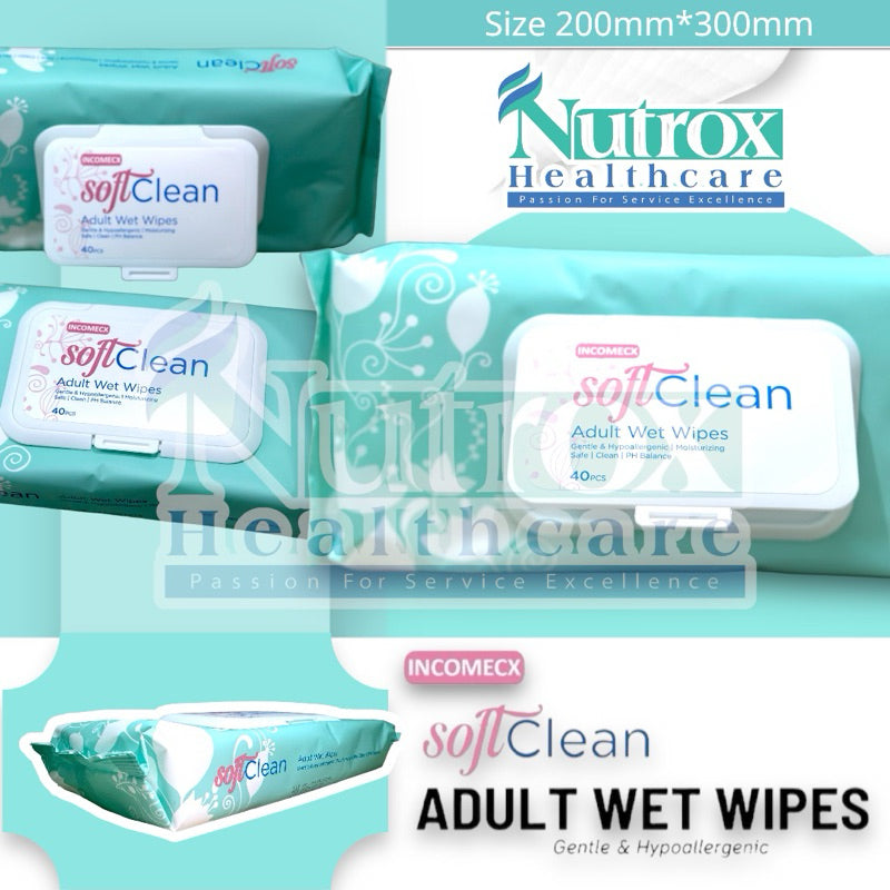 SoftClean Adult Wet Wipes (Carton Sales) 12 packs/carton
40’s per pack Size: 200mm*300mm